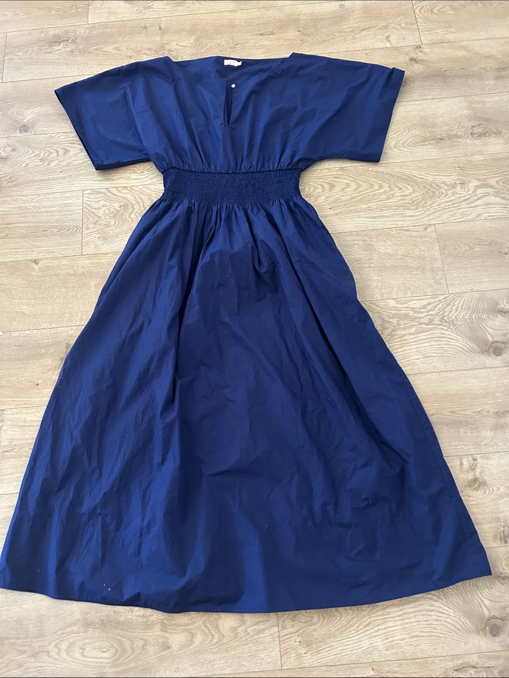 FAHERTY Coastal Poplin Elia Maxi Smocked Dress - Ocean Cavern, Size XL, NWOT - Picture 4 of 12